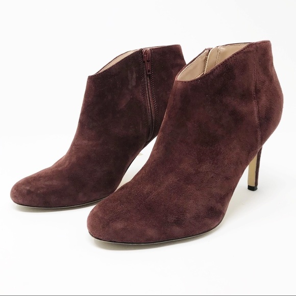 Sole Society Red Wine Suede Daphne Ankle Booties 9 - Picture 6 of 11